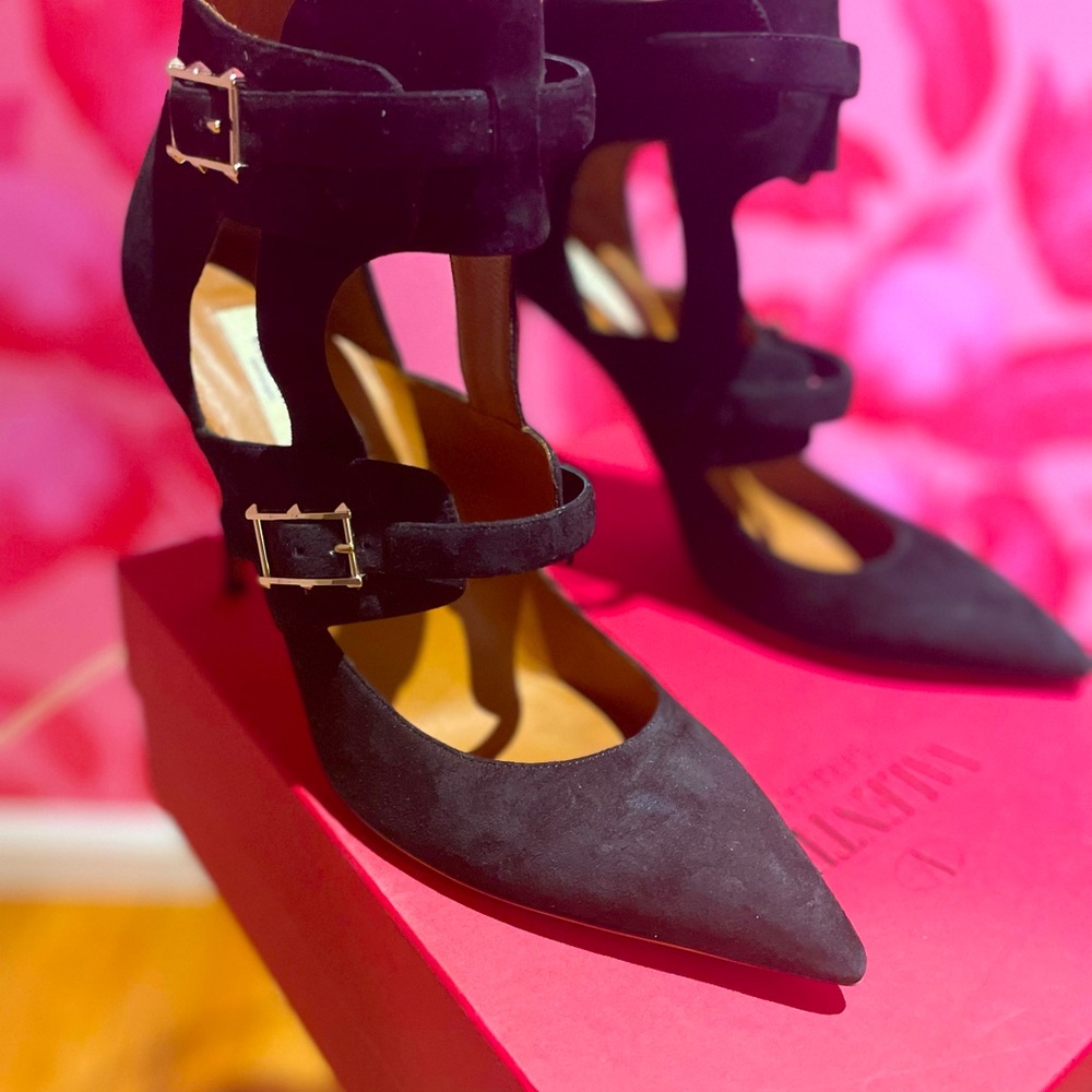 Valentino Black Suede Heels